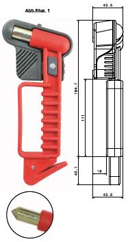 HAPPICH Nothammer mit Gurttrenner und Diebstahlschutz