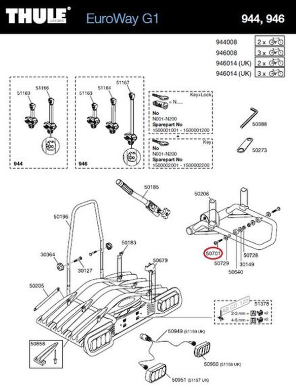 THULE EuroWay 944 Ersatzschraube – Original Zubehör für Fahrradträger