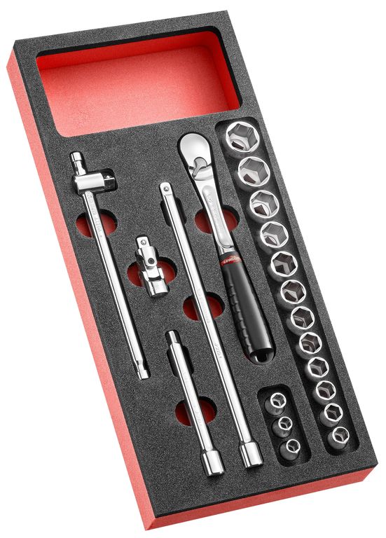 FACOM XL Modul Werkzeugsatz Für Zylinderkopf-Arbeiten | 24-tlg. Steckschlüssel-Set MOD.CH