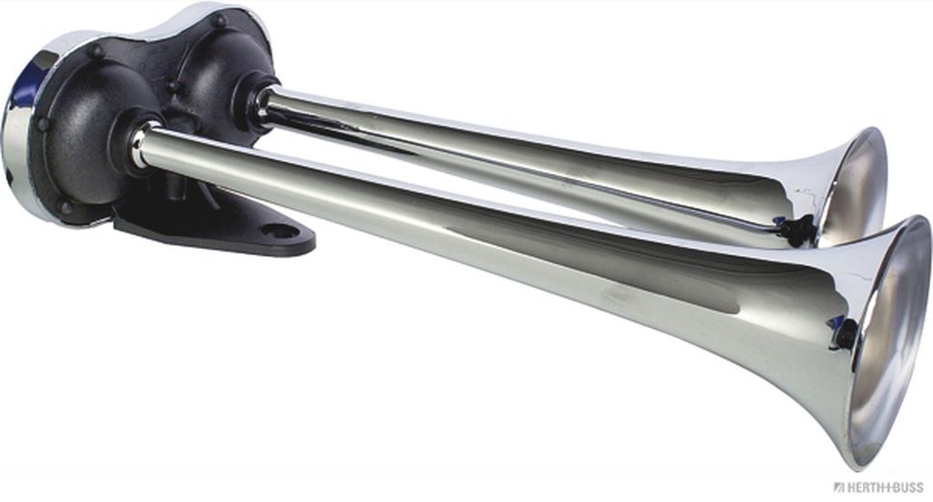 Druckluft-Fanfare 12V 192W von HERTH&BUSS - Lautstarke 110dB Zweiklang-Signalhupe, E-Typ-geprüft, mi
