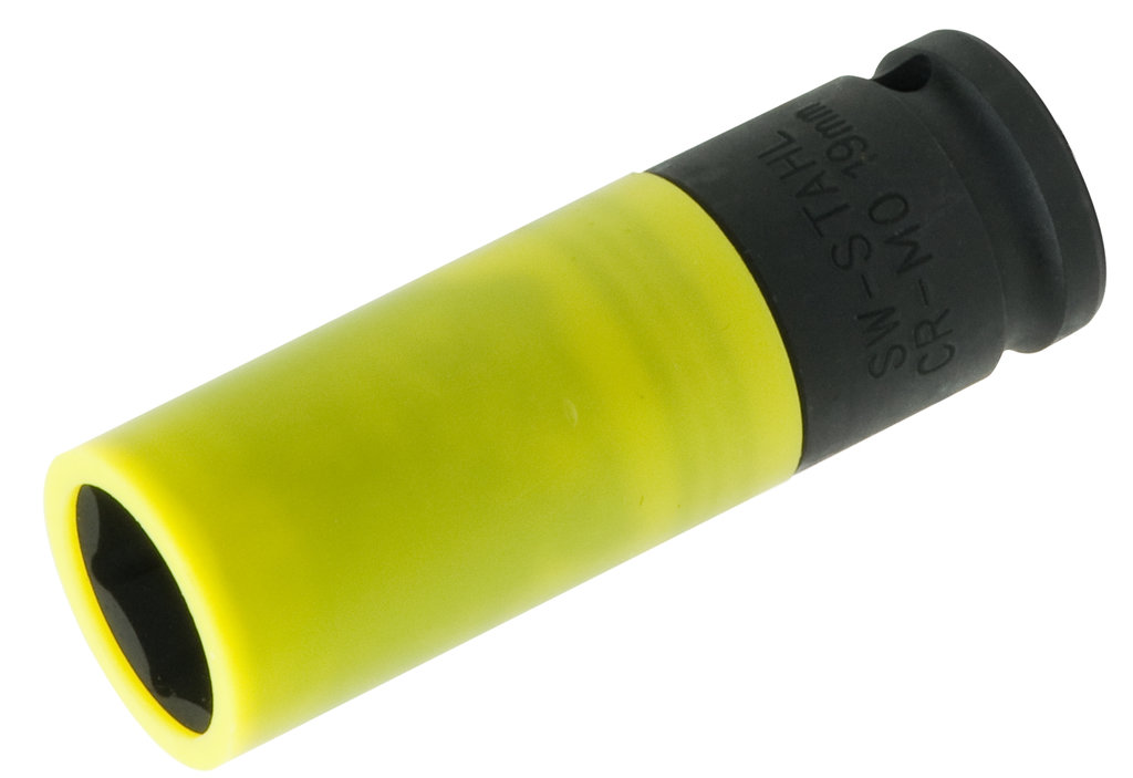 Extra Dünnwandiger 19mm Radmutterneinsatz, Voll Kunststoffgekapselt, SW-STAHL, aus Hochfestem Chrom-