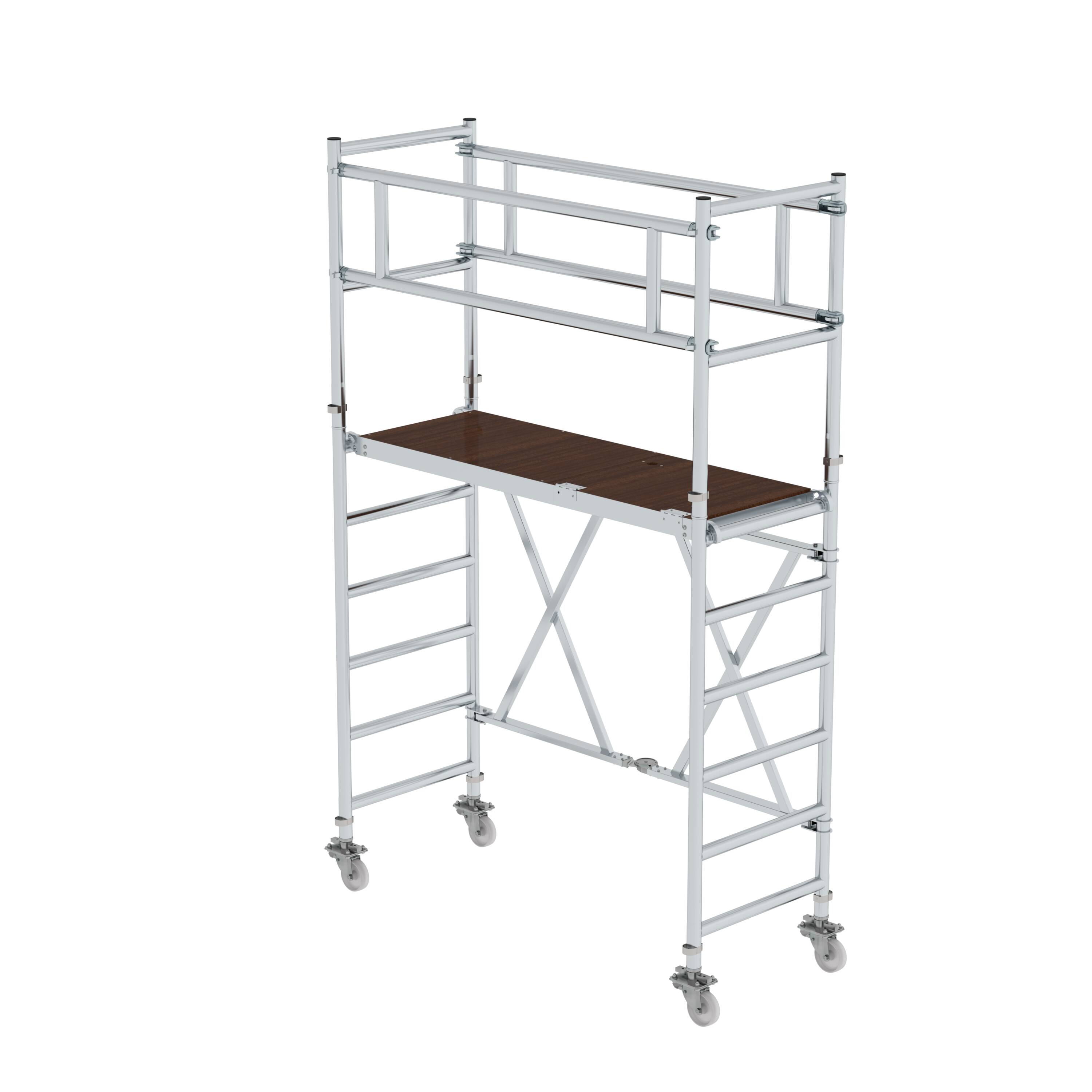 Aluminium-Klappgerüst, PL-Höhe1,80m, 0,75x1,80m Größe - stabiles und platzsparendes Rollgerüst