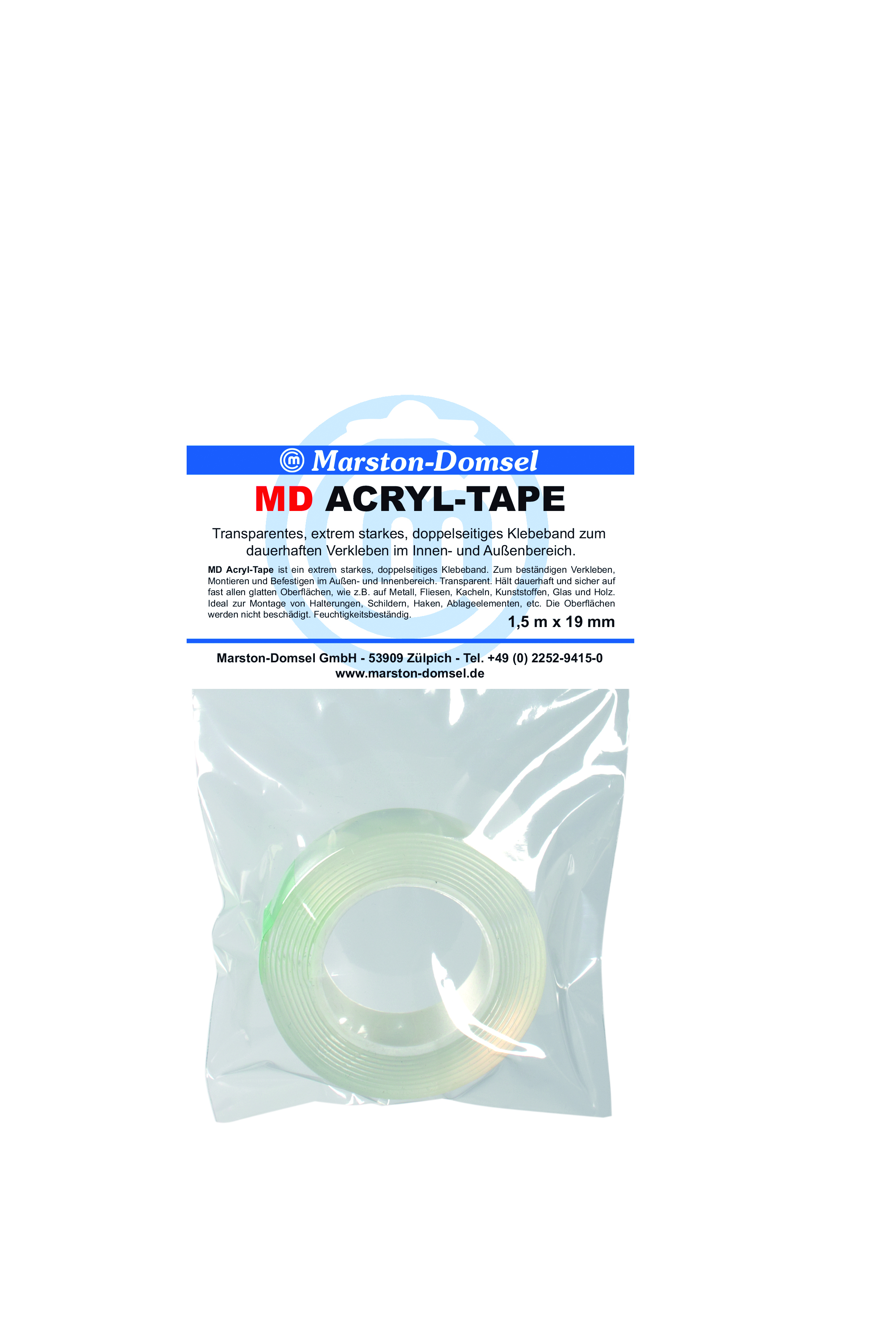 Marston-Domsel Transparentes Acryl Klebeband 19mm x 1,5m Marston-Domsel Transparentes Acryl Klebeband 19mm x 1,5m