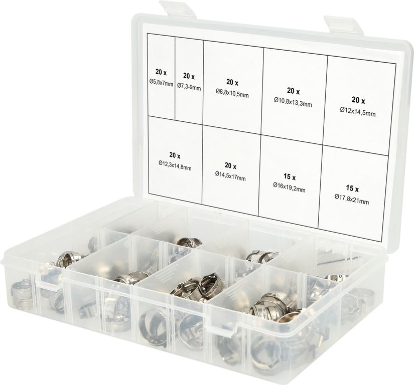 KS Tools Edelstahl 1-Ohr-Schlauchschellen Ø 5mm - Ideal für Schlauchdurchmesser 5,8 - 21 mm | Spezia KS Tools Edelstahl 1-Ohr-Schlauchschellen Ø 5mm - Ideal für Schlauchdurchmesser 5,8 - 21 mm | Spezia