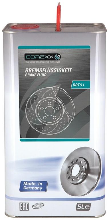 5l COREXX Bremsflüssigkeit DOT 5.1 im Blechkanister - Optimale Bremskraft für Fahrzeuge 5l COREXX Bremsflüssigkeit DOT 5.1 im Blechkanister - Optimale Bremskraft für Fahrzeuge