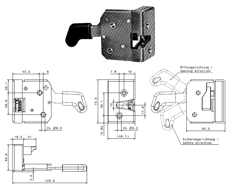 Drehfallenschloß links