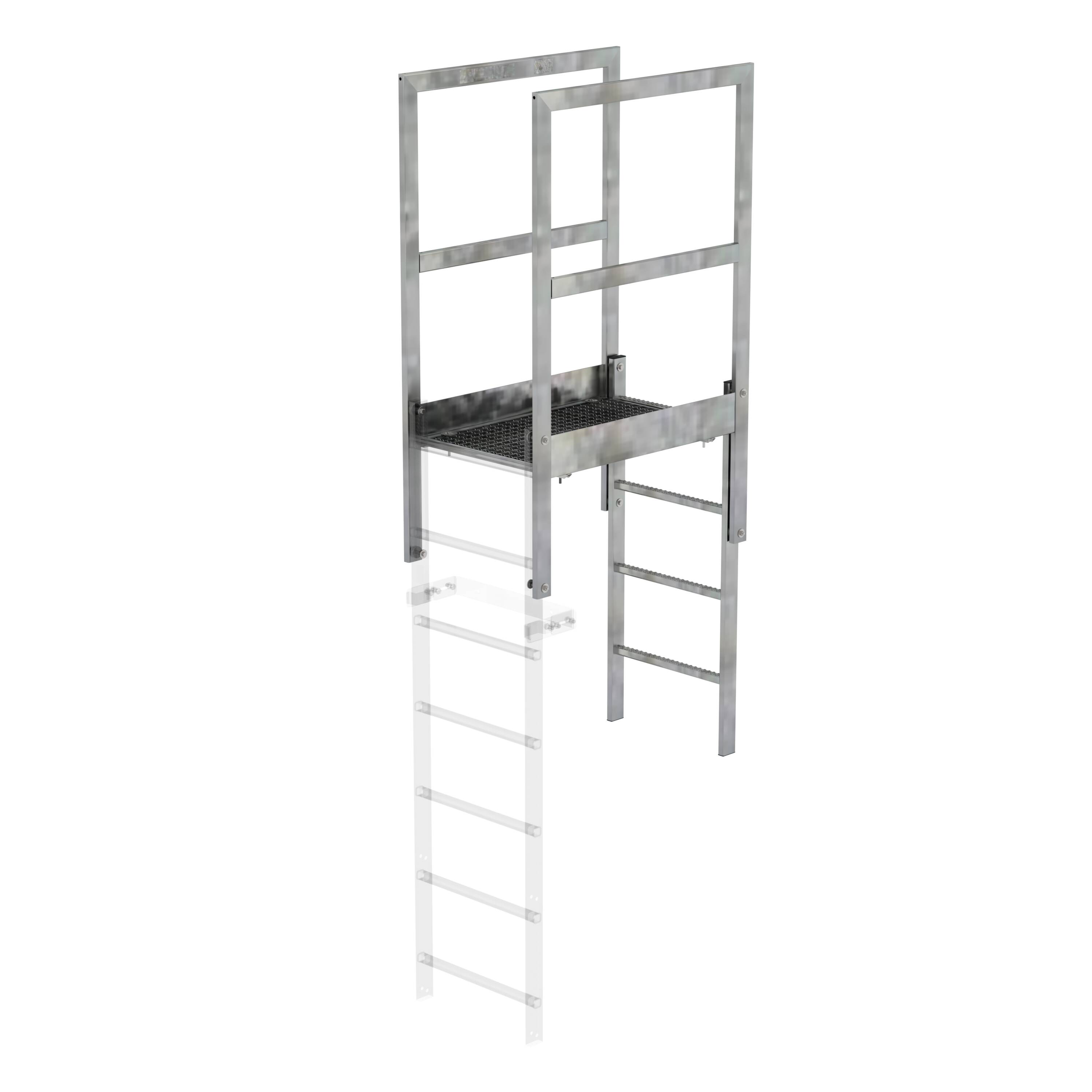 GÜNZBURGER STEIGTECHNIK Attika-Überstieg - Robuster Stahlüberstieg mit Gitterrost