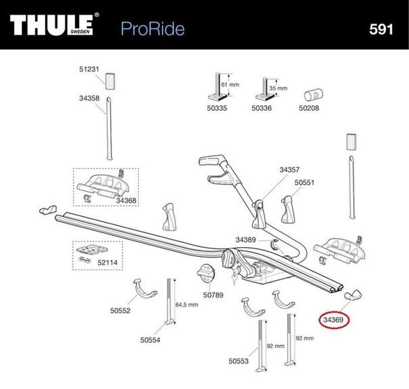 Thule 34369 Endkappe für ProRide 591 Fahrradträger Thule 34369 Endkappe für ProRide 591 Fahrradträger