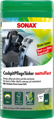 SONAX CockpitPflegeTücher Box - Green Lemon Matteffect für saubere Kunststoffoberflächen