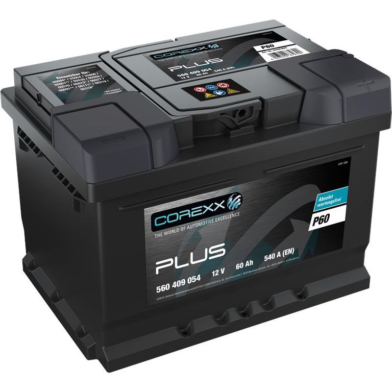 COREXX PLUS P60 60AH 12V Autobatterie - Hohe Leistung & Zuverlässig COREXX PLUS P60 60AH 12V Autobatterie - Hohe Leistung & Zuverlässig
