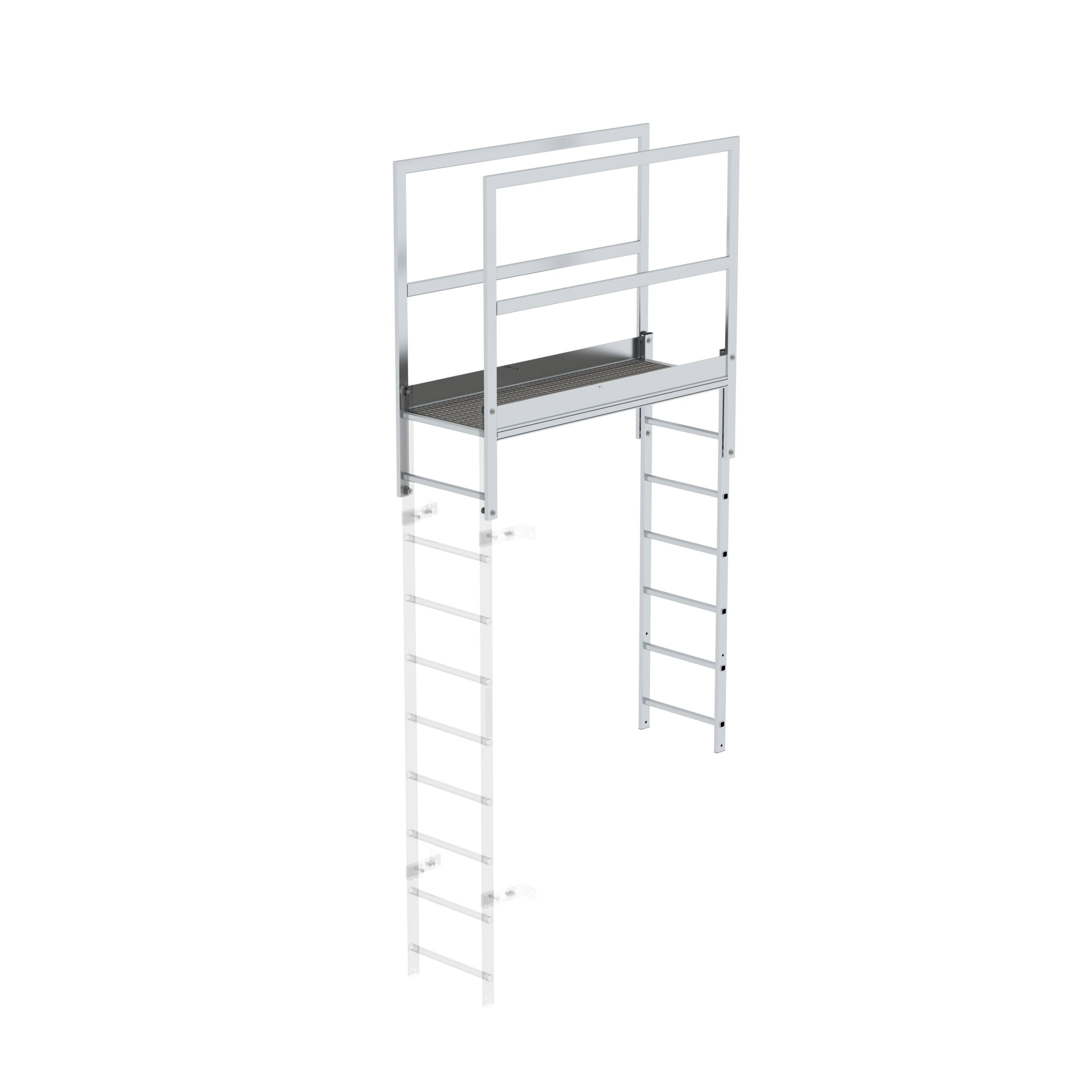 Attika-Überstieg in Sonderlängen von GÜNZBURGER STEIGTECHNIK - Überstieg mit Gitterrost und 536 mm D