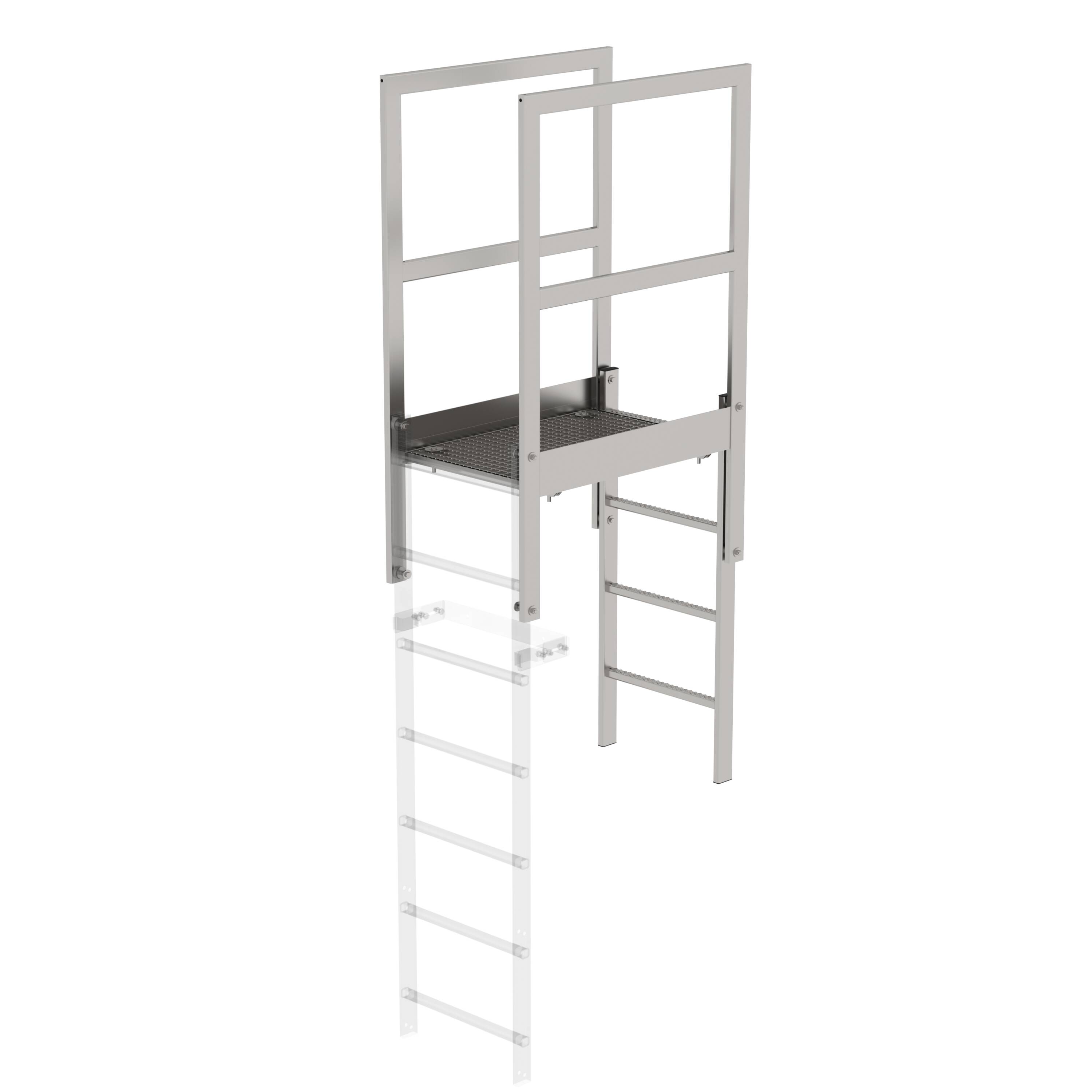 Edelstahl Attika-Überstieg von GÜNZBURGER STEIGTECHNIK - Sicheres Übersteigen mit Gitterrost und Emp