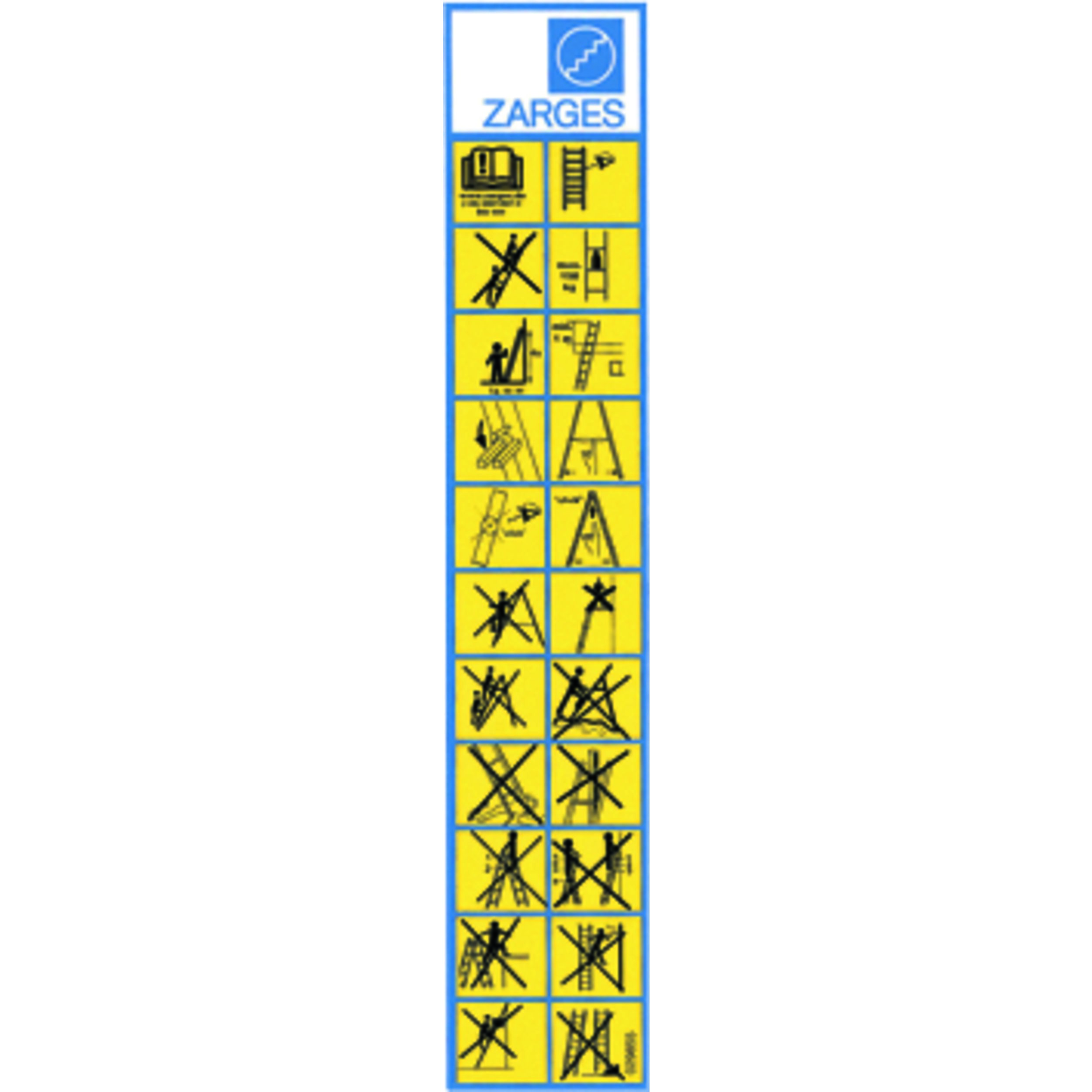 UVV-konformes Hinweisschild für Leitern und Tritte von ZARGES - Sicherheitszubehör für Treppen und P UVV-konformes Hinweisschild für Leitern und Tritte von ZARGES - Sicherheitszubehör für Treppen und P