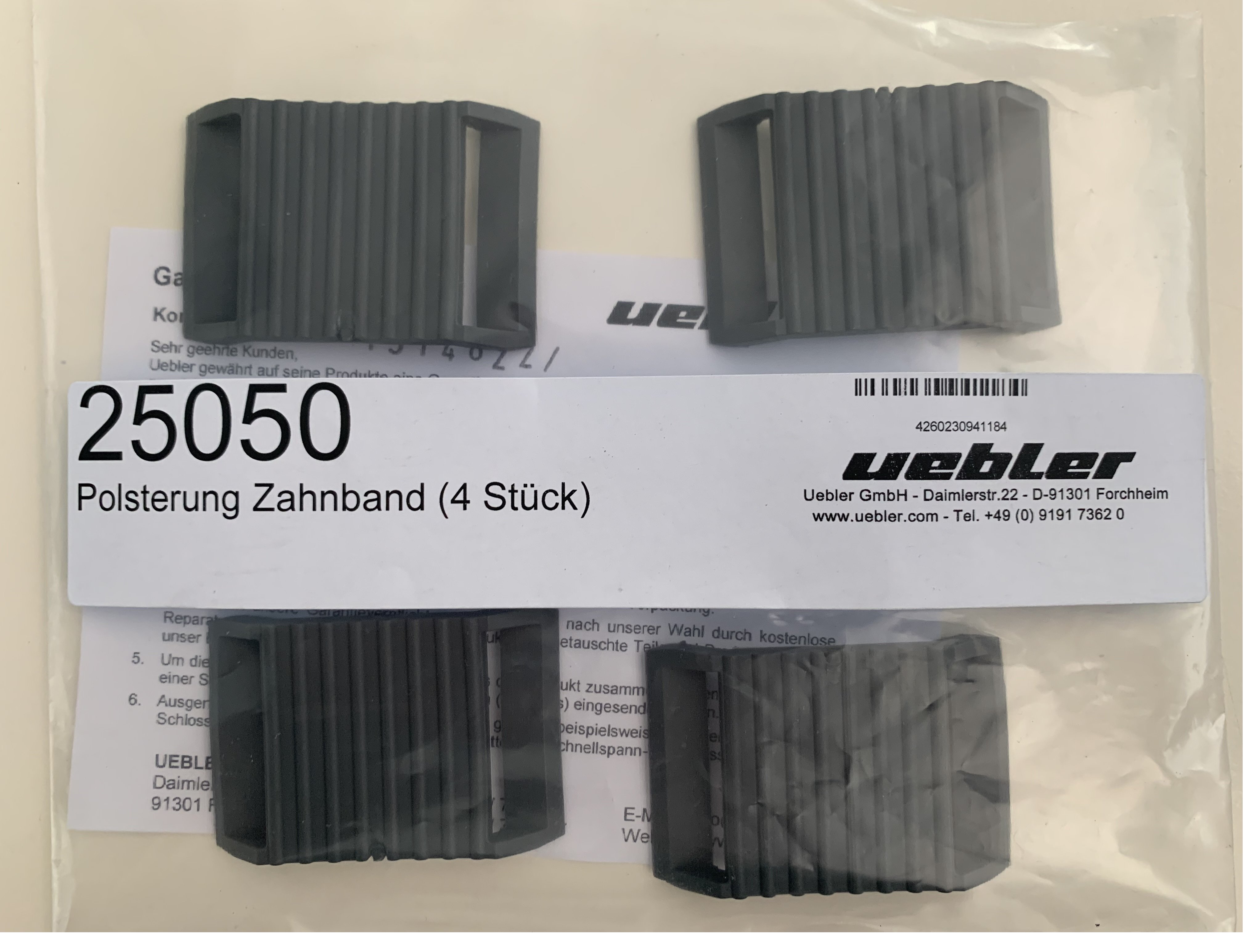 Polsterung (Carbonschutz) für Zahnband ( 1 Satz = 4 Stück)