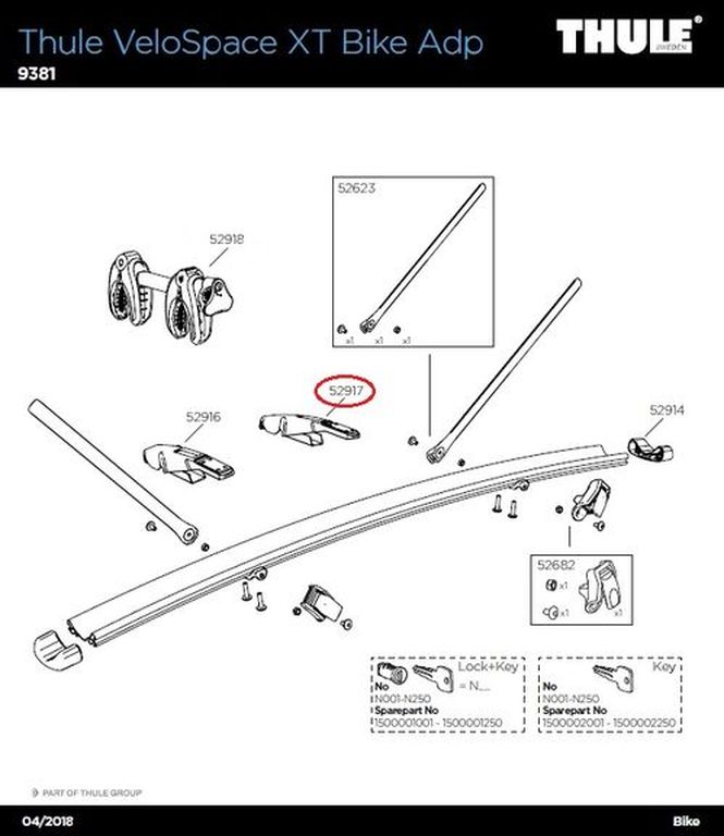 Thule Befestigungsarm rechts 52917 für VeloSpace XT Bike Adapter