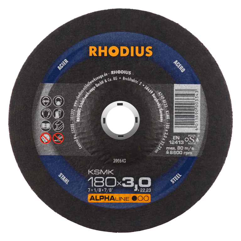 KSMK 180 x 3,0 x 22,23 - Premium Freihandtrennscheibe von RHODIUS für präzise Schnitte KSMK 180 x 3,0 x 22,23 - Premium Freihandtrennscheibe von RHODIUS für präzise Schnitte