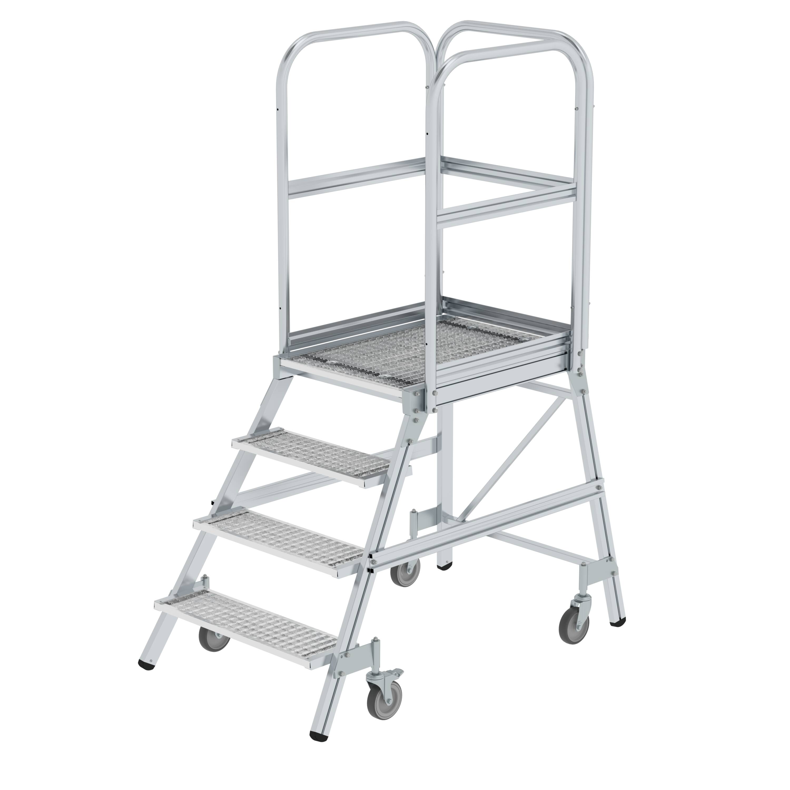 Alu-Podestleiter einseitig 4Stu Aluminium-Podestleiter,einseitig begehba Alu-Podestleiter einseitig 4Stu Aluminium-Podestleiter,einseitig begehba