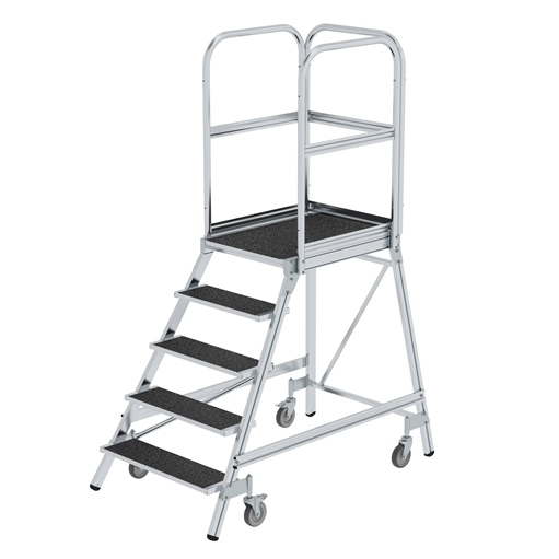 5-Stufen Aluminium Podesttreppe GÜNZBURGER STEIGTECHNIK - einseitig begehbar mit Federrol 5-Stufen Aluminium Podesttreppe GÜNZBURGER STEIGTECHNIK - einseitig begehbar mit Federrol