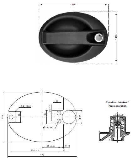 Türgriff NS vorgerichtet ohne Zylinder