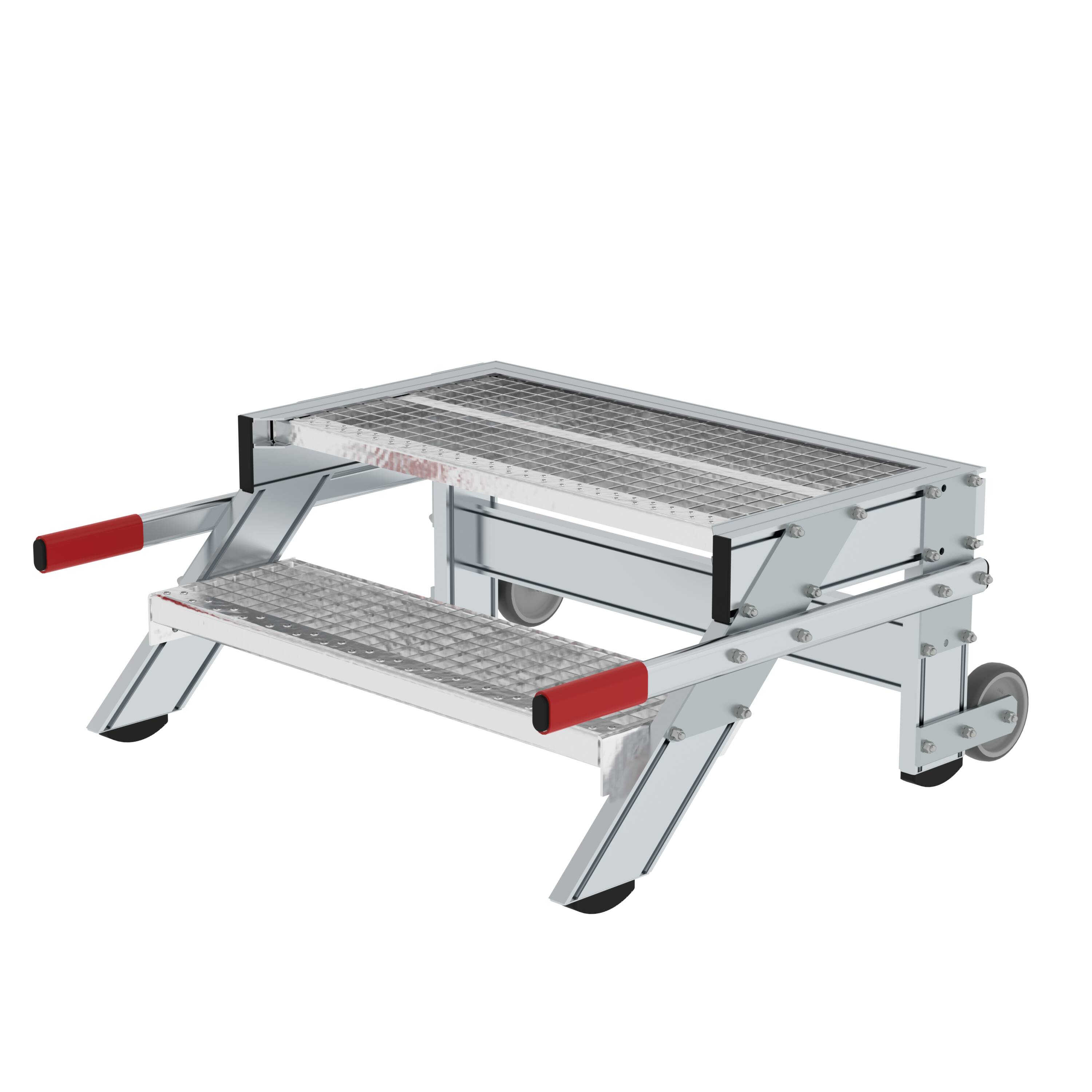 Alu-Arbeitspodest fahrbar 2Stu Aluminium-Arbeitspodest, fahrbar, 2 Stuf Alu-Arbeitspodest fahrbar 2Stu Aluminium-Arbeitspodest, fahrbar, 2 Stuf