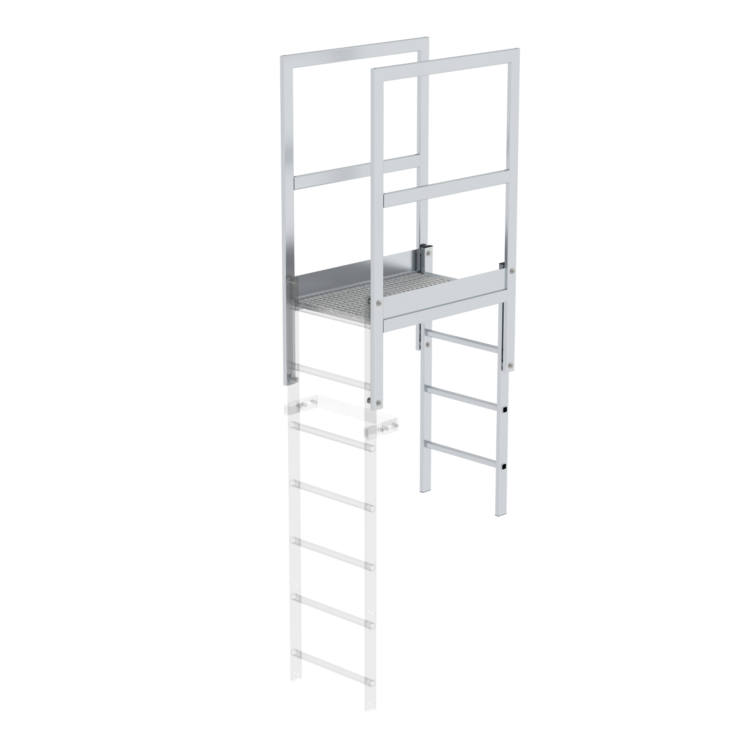 Alu Attika-Überstieg von GÜNZBURGER mit Gitterrost - Ideale Durchgangsbreite von 536mm für optimale