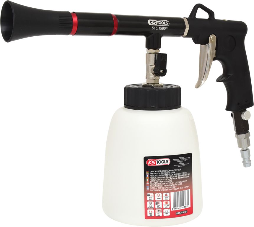KS Tools Druckluft-Reinigungspistole | Effiziente Rotations-Reinigung für Polster und mehr