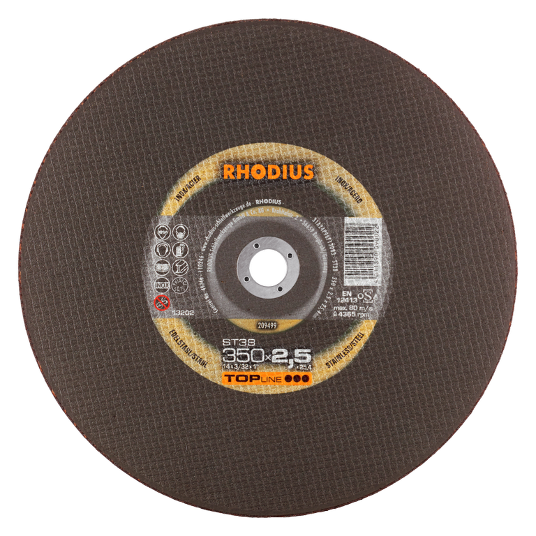 RHODIUS ST38 Stationäre Metall-Trennscheibe - 350x2.5x25.4mm - Profiwerkzeug für Präzisionsmetallbea RHODIUS ST38 Stationäre Metall-Trennscheibe - 350x2.5x25.4mm - Profiwerkzeug für Präzisionsmetallbea