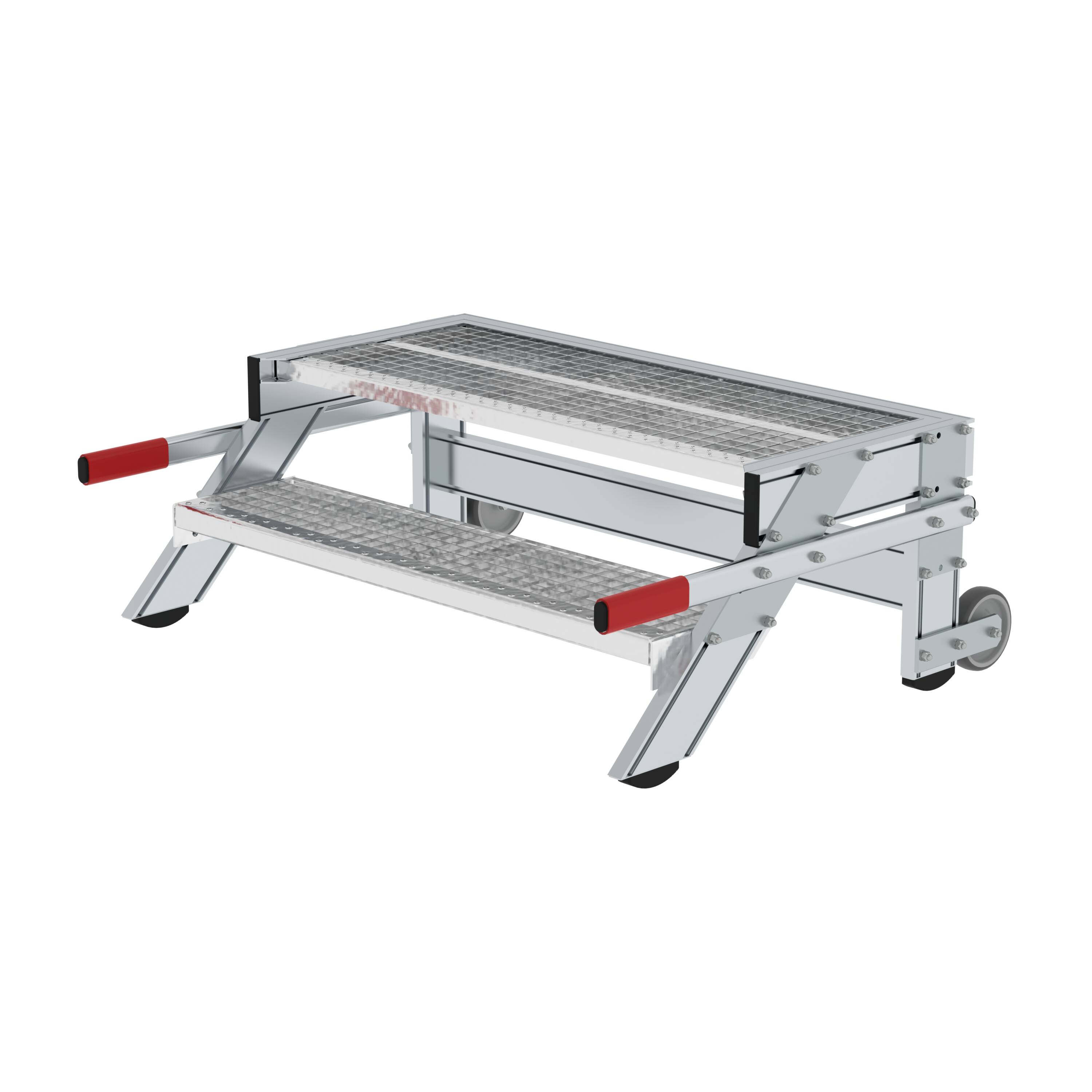 Alu-Arbeitspodest fahrbar 2Stu Aluminium-Arbeitspodest, fahrbar, 2 Stuf Alu-Arbeitspodest fahrbar 2Stu Aluminium-Arbeitspodest, fahrbar, 2 Stuf