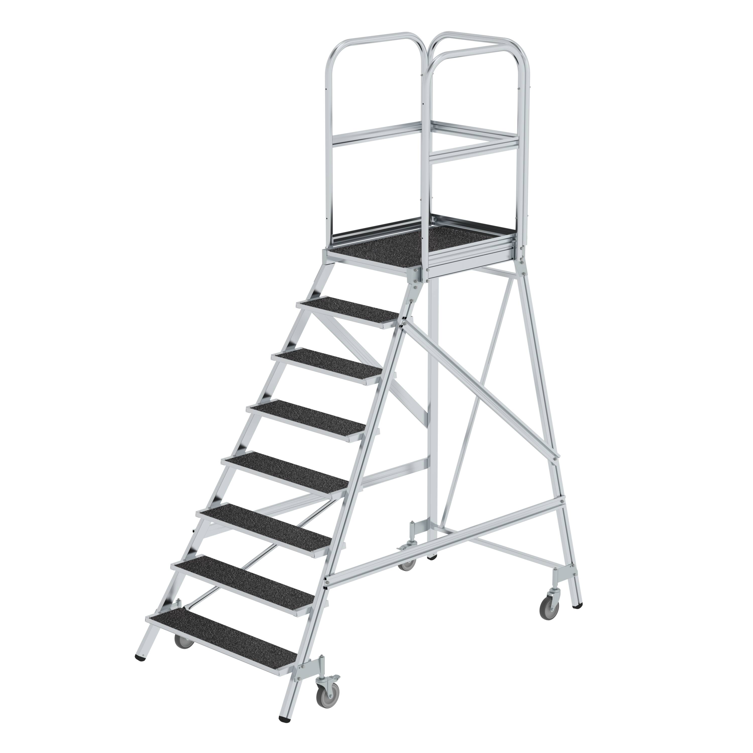 Podesttreppe eins. begehbar mit Federrol 8 Stufen Podesttreppe eins. begehbar mit Federrol 8 Stufen