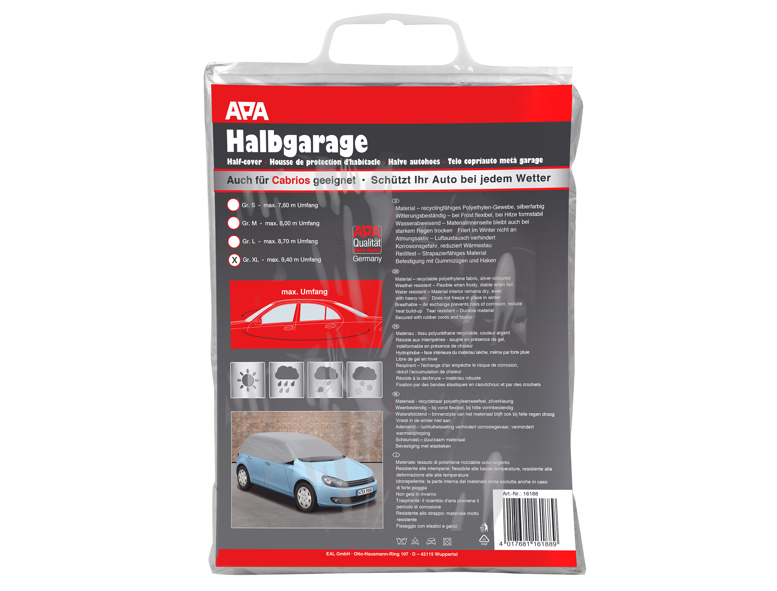 APA Halbgarage Größe XL - optimaler Schutz für Kleinwagen, Limousinen, Kombis und Vans APA Halbgarage Größe XL - optimaler Schutz für Kleinwagen, Limousinen, Kombis und Vans