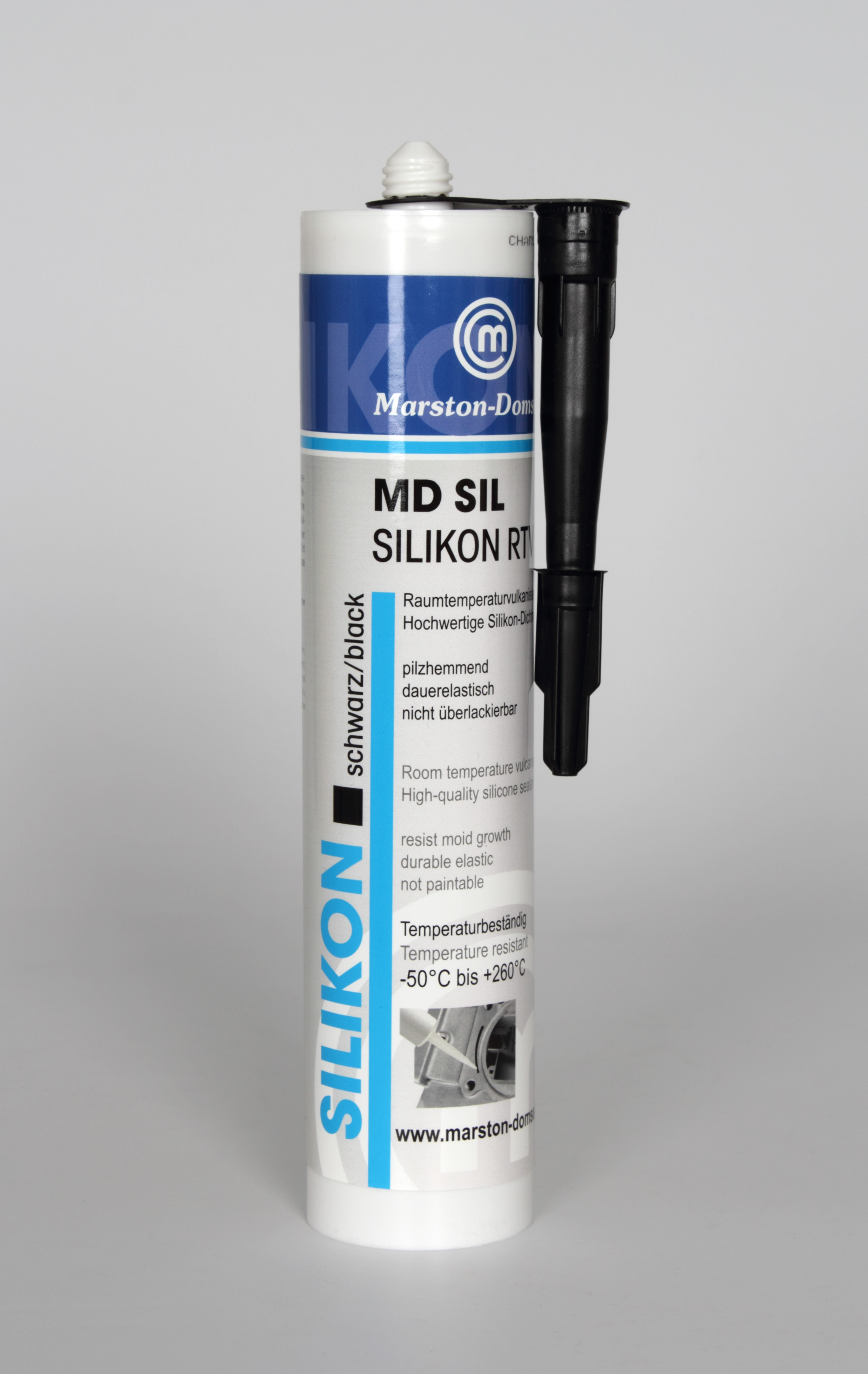 MARSTON-DOMSEL MD-Silikon schwarz oxim Kartusche 300ml - Perfektes Abdichten und Verbinden MARSTON-DOMSEL MD-Silikon schwarz oxim Kartusche 300ml - Perfektes Abdichten und Verbinden