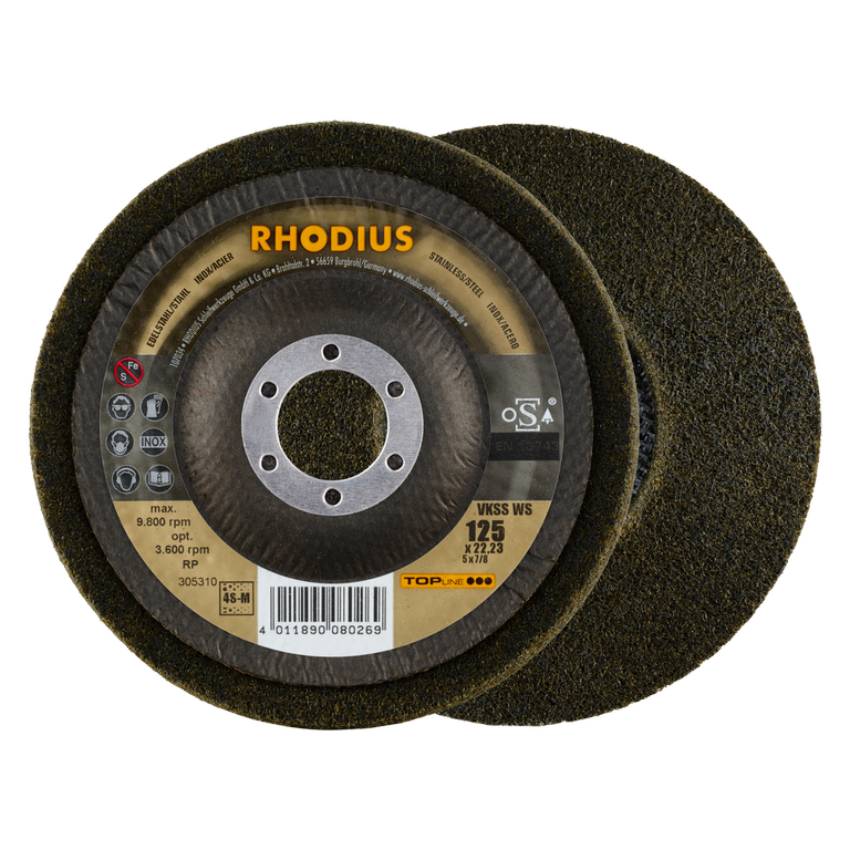 RHODIUS Vlieskompaktscheibe VKSS WS 125 - Medium 4S - Schlüsselwerkzeug für eine optimale Verschleiß