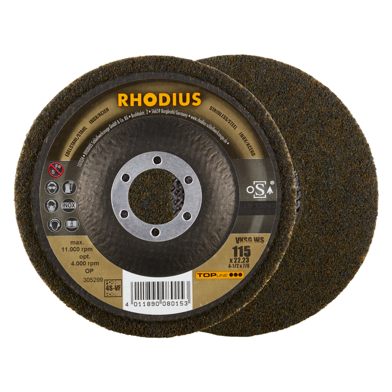 RHODIUS Vlieskompaktscheibe 115mm 4S Very Fine Schleifscheibe