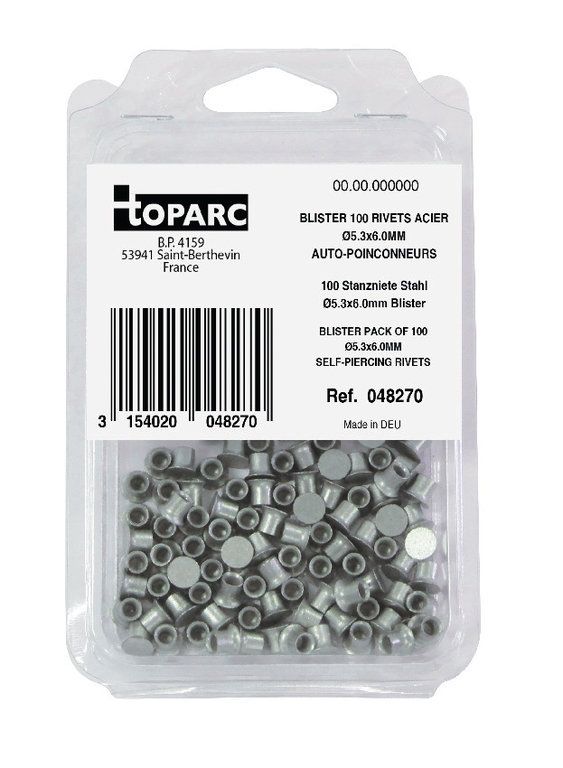 Premium Stahl Stanznieten Ø 5,3 x 6,0 mm von GYS - Ideal für Karosserie & Zubehör, 100er Pack Premium Stahl Stanznieten Ø 5,3 x 6,0 mm von GYS - Ideal für Karosserie & Zubehör, 100er Pack