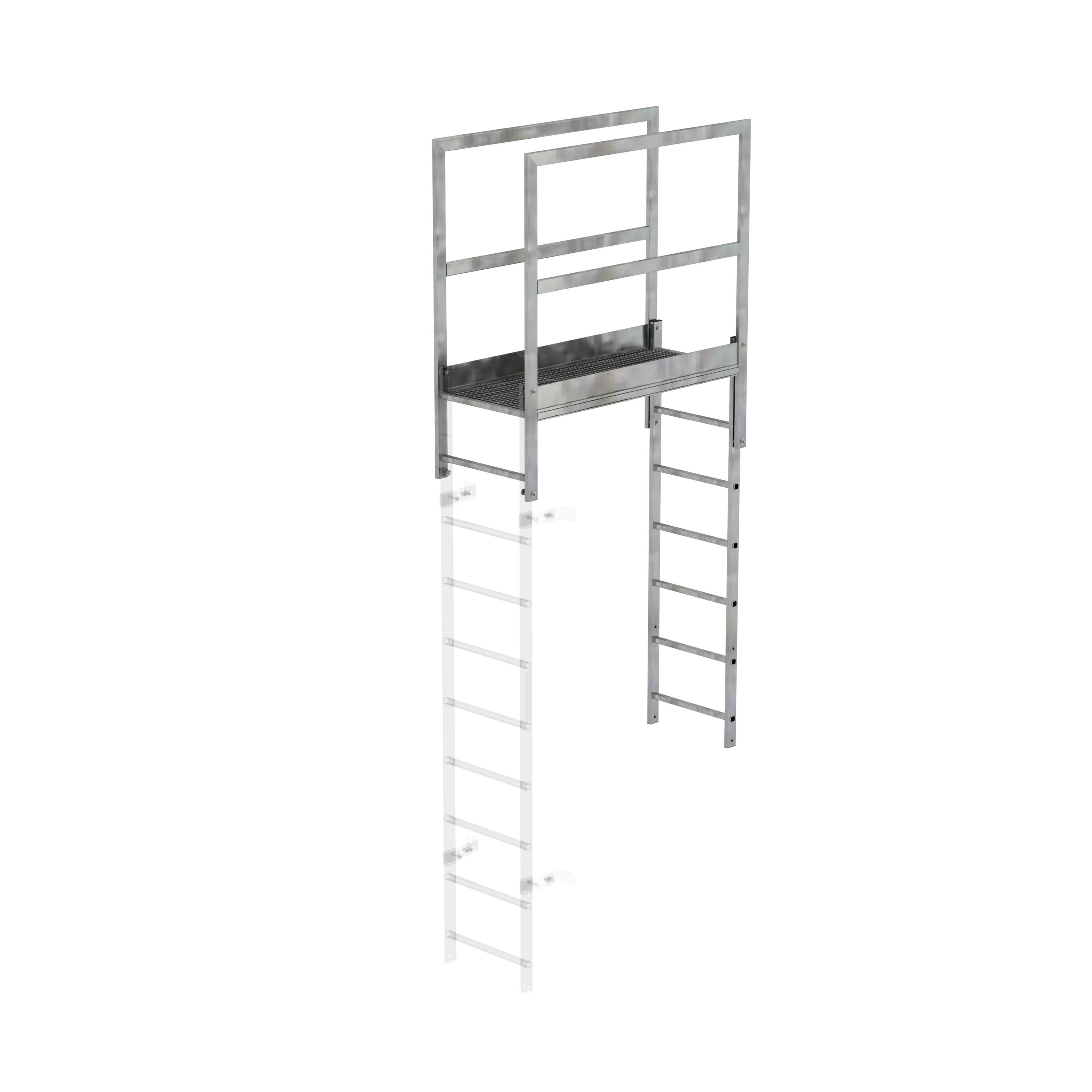 GÜNZBURGER STEIGTECHNIK Attika-Überstieg mit Gitterrost, Sonderlängen