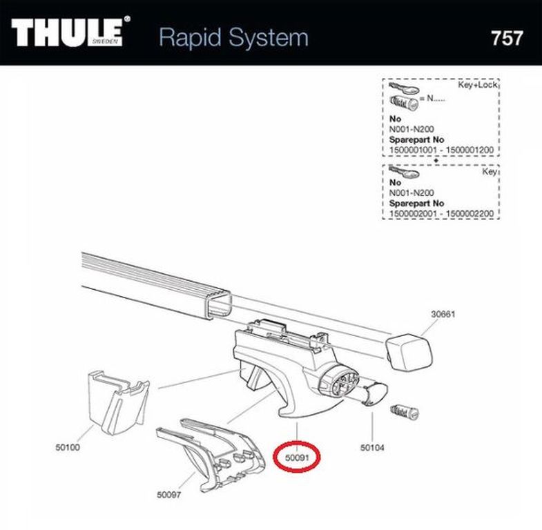 Thule 757 Rapid System Ersatzfuß - Stabiler Dachträger Fuß 50091 Thule 757 Rapid System Ersatzfuß - Stabiler Dachträger Fuß 50091