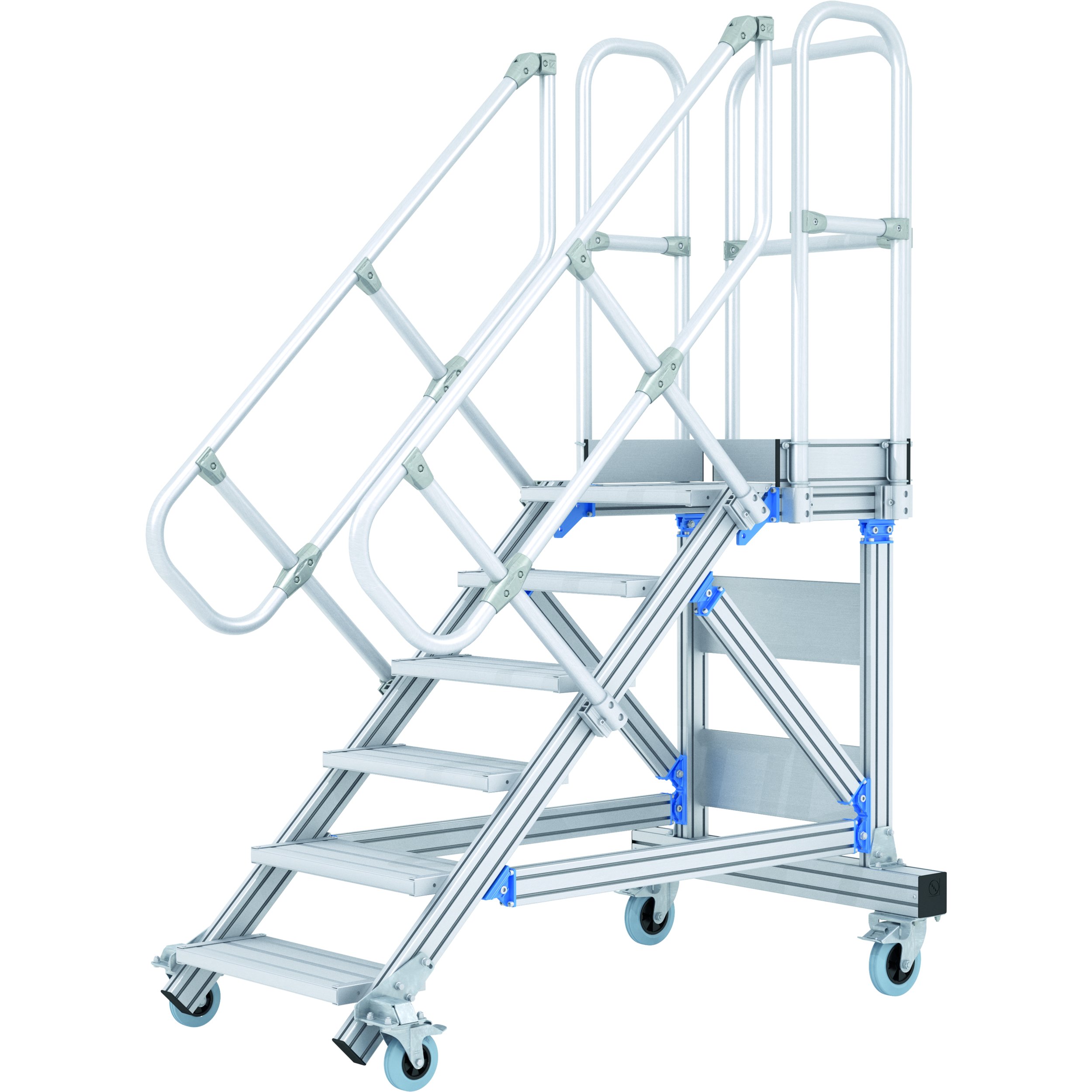 Fahrbare Plattformtreppe 60° - 11 Stufen, 600 mm breit, 2,75 m hoch Fahrbare Plattformtreppe 60° - 11 Stufen, 600 mm breit, 2,75 m hoch
