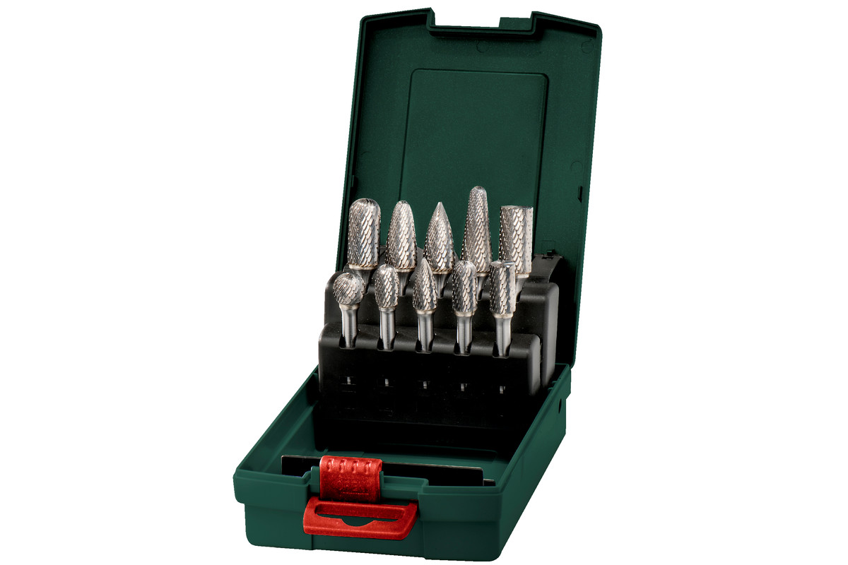 METABO 10-teiliges Hartmetall-Fräser-Set für Holz & Metall METABO 10-teiliges Hartmetall-Fräser-Set für Holz & Metall