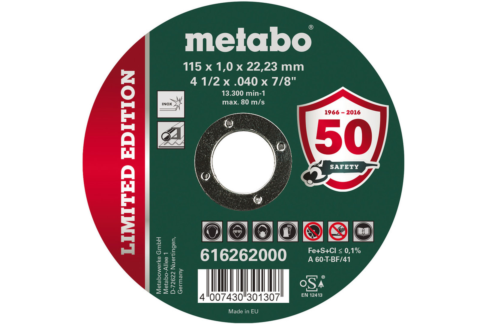 METABO Limited Edition Universalscheibe 115 x 1,0 x 22,23 mm - Premium Qualität für professionelle H METABO Limited Edition Universalscheibe 115 x 1,0 x 22,23 mm - Premium Qualität für professionelle H