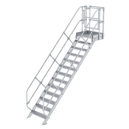 GÜNZBURGER STEIGTECHNIK Treppen-Modul Aluminium geriffelt, 13 Stufen, beidseitige Handläufe, station GÜNZBURGER STEIGTECHNIK Treppen-Modul Aluminium geriffelt, 13 Stufen, beidseitige Handläufe, station