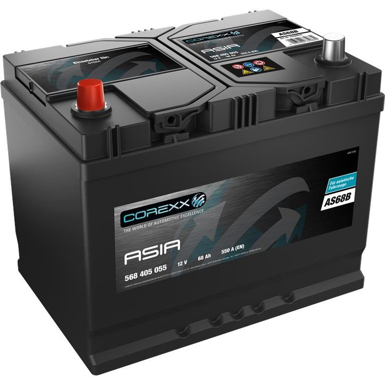 COREXX ASIA AS68B: 68AH 12V Batterie - Leistungsstarke Autobatterie von COREXX