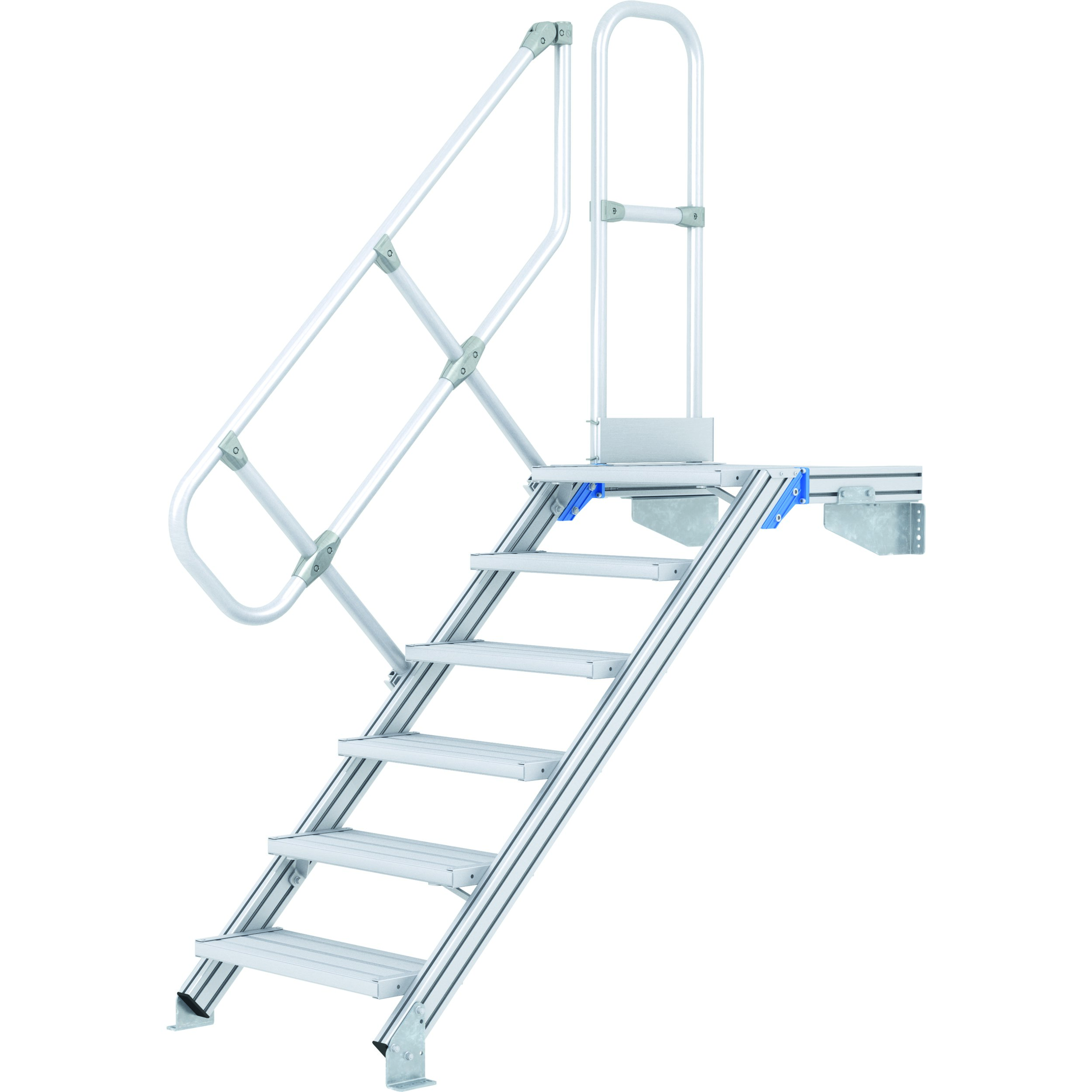 Leichtmetall-Treppe 45° mit Plattform, 17 Stufen, 800 mm Breit, 3,65 m Hoch Leichtmetall-Treppe 45° mit Plattform, 17 Stufen, 800 mm Breit, 3,65 m Hoch
