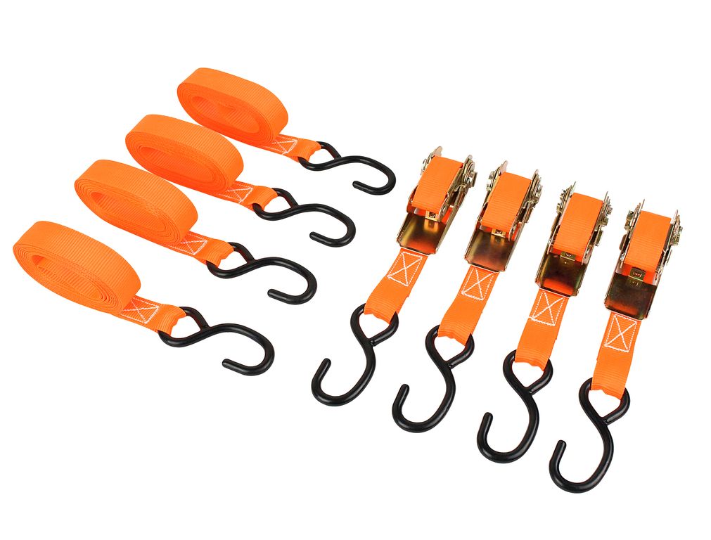 LAS 4-teiliges Spanngurt-Set mit Ratsche und Haken für sicheren Transport LAS 4-teiliges Spanngurt-Set mit Ratsche und Haken für sicheren Transport