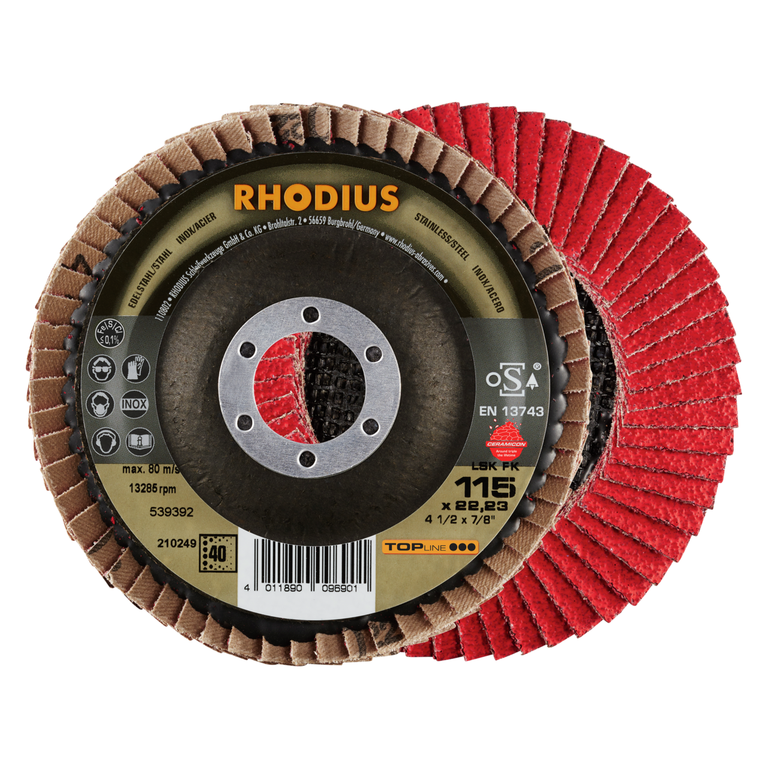 RHODIUS LSK FK 115 x 22,23 Fächerschleifscheibe 40 - Professionelle Schleifscheibe für Handwerker RHODIUS LSK FK 115 x 22,23 Fächerschleifscheibe 40 - Professionelle Schleifscheibe für Handwerker