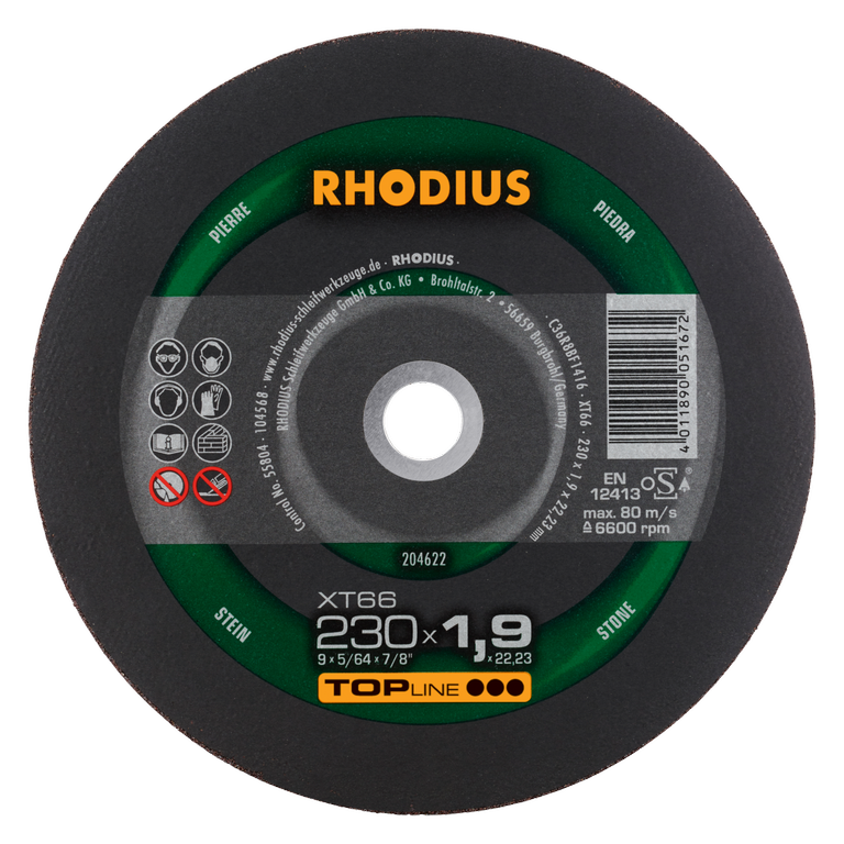 RHODIUS XT66 230 x 1,9 x 22,23 - Extradünne Trennscheibe für Präzisionsarbeiten RHODIUS XT66 230 x 1,9 x 22,23 - Extradünne Trennscheibe für Präzisionsarbeiten
