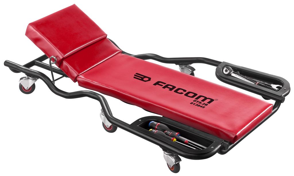FACOM Inspektionsrollbrett mit 6 Rollen - Werkstattbedarf mit hochklappbarem Kopfteil und Werkzeugab
