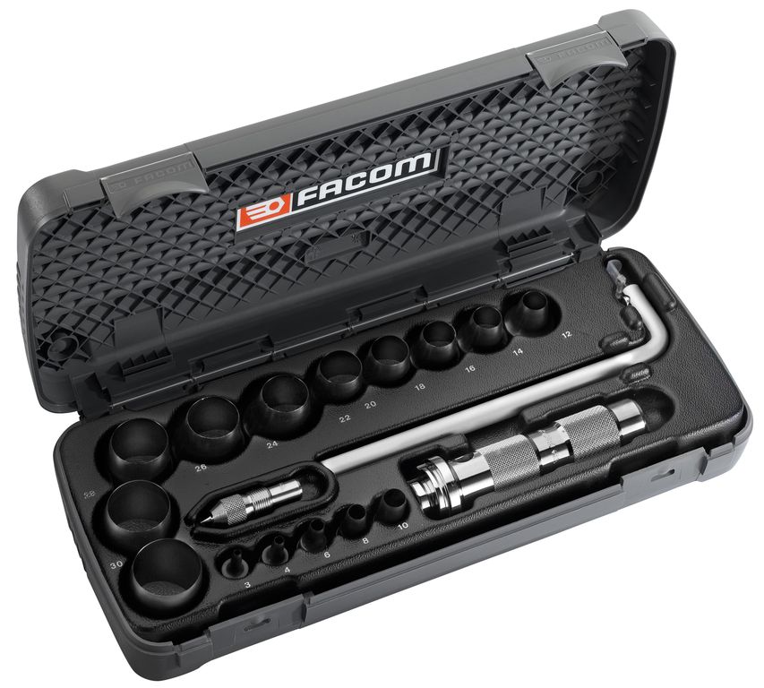 FACOM 19-tlg Locheisen & Kreisschneider Standard Set - Zum Ausschneiden kreisrunder Dichtungen FACOM 19-tlg Locheisen & Kreisschneider Standard Set - Zum Ausschneiden kreisrunder Dichtungen