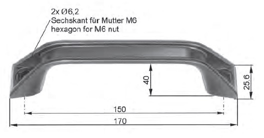 HAPPICH Robuster Griff Schwarz PP mit Abdeckkappen - 44g HAPPICH Robuster Griff Schwarz PP mit Abdeckkappen - 44g