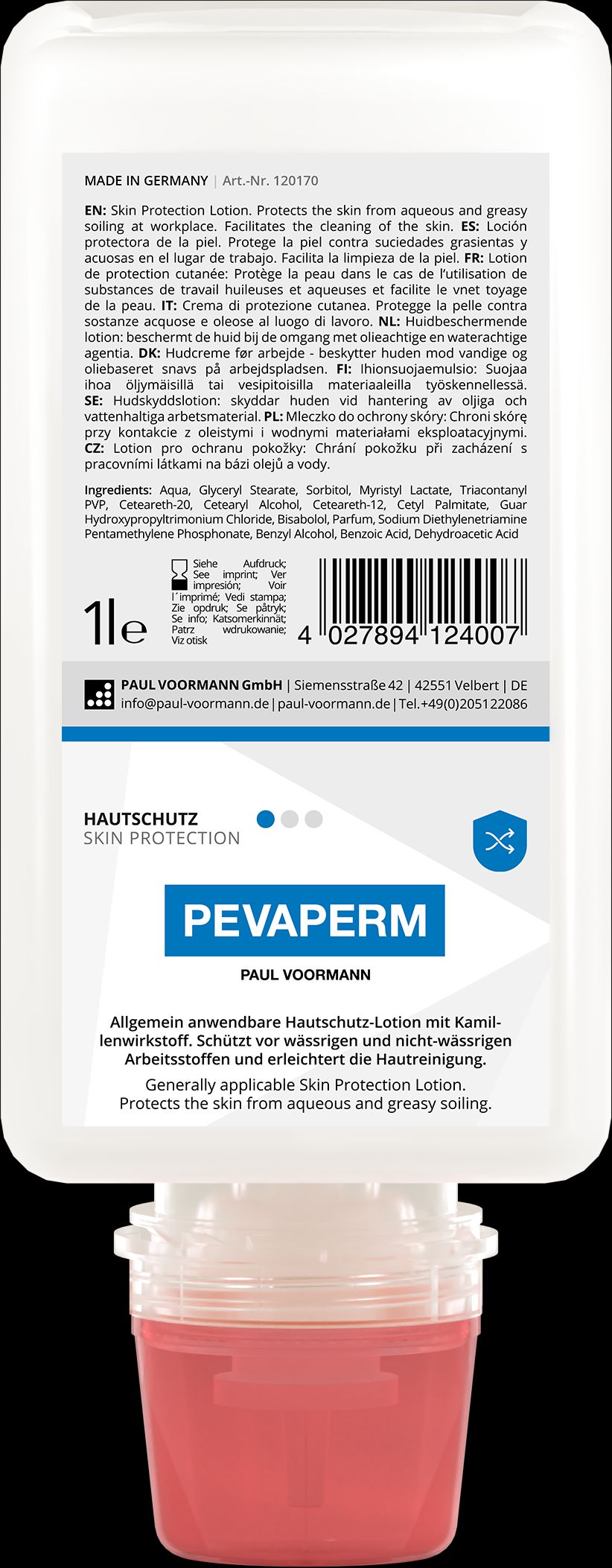 Pevaperm Hautschutz-Lotion - Ideal für Handschutz vor wässrigen und nicht-wässrigen Arbeitsstoffen Pevaperm Hautschutz-Lotion - Ideal für Handschutz vor wässrigen und nicht-wässrigen Arbeitsstoffen