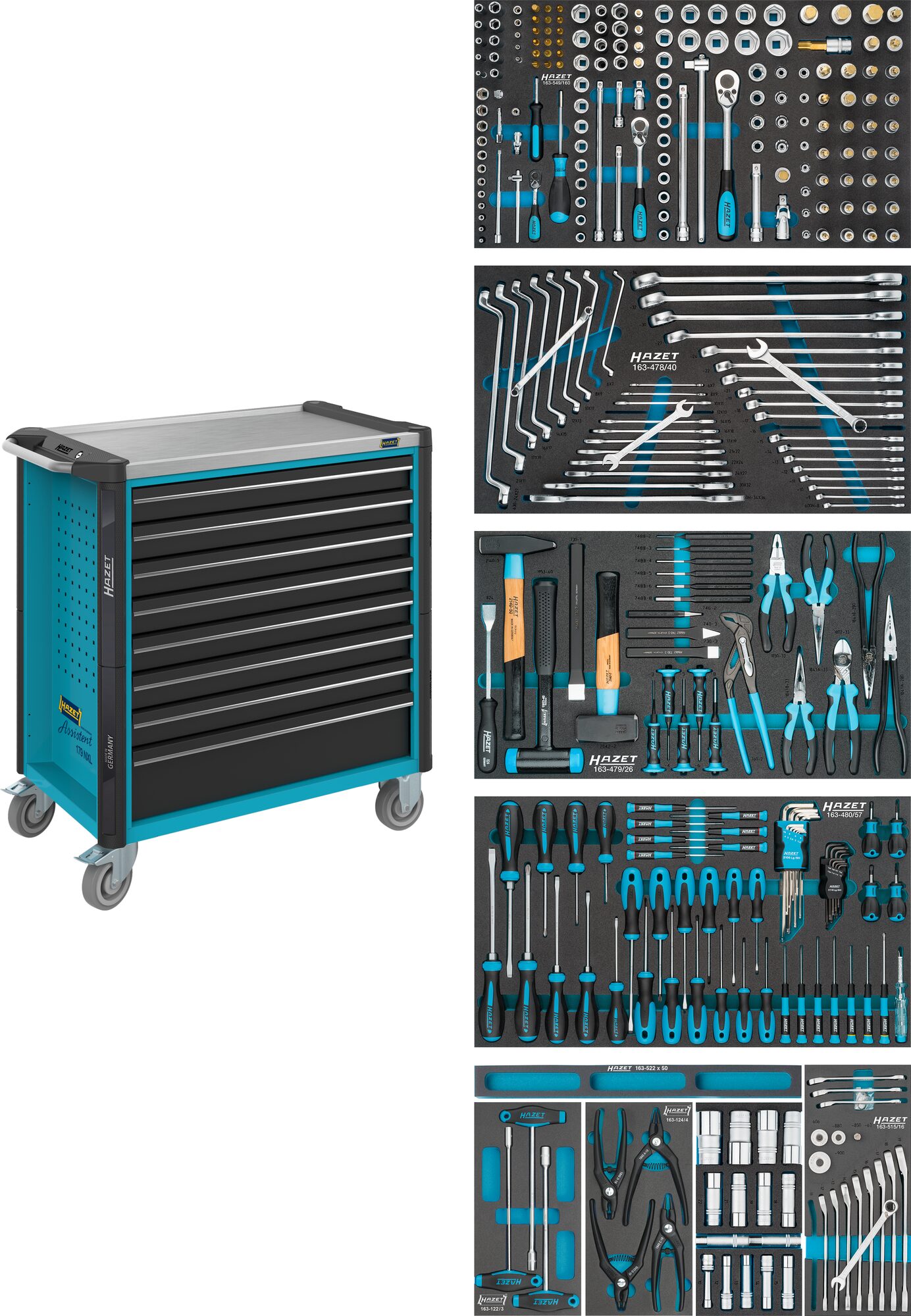 HAZET Werkstattwagen 321-tlg. | Mobil & Robust mit Edelstahl-Arbeitsfläche